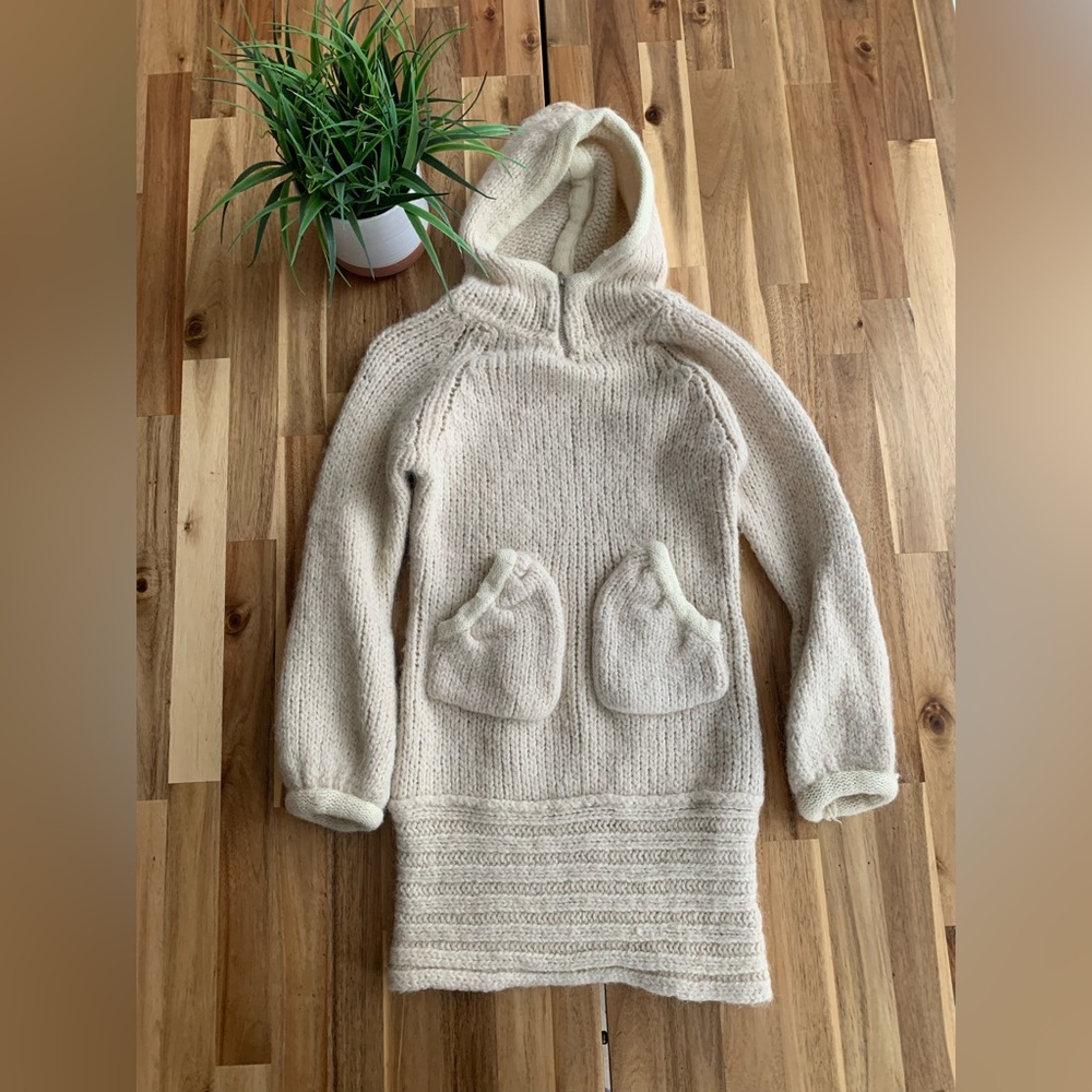 Vero Moda Cream Hooded Knit Sweater Dress